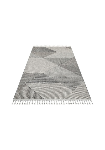 Loft Lf08 Geometrik Desenli Gri Modern Salon Halısı Hav Toz Vermez
