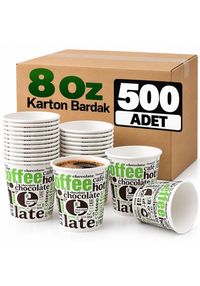 8 Oz Karton Bardak 500 Adet Tek Kullanımlık Kağıt Bardak Kahve Çay Sıcak Soğuk İçecek Bardağı