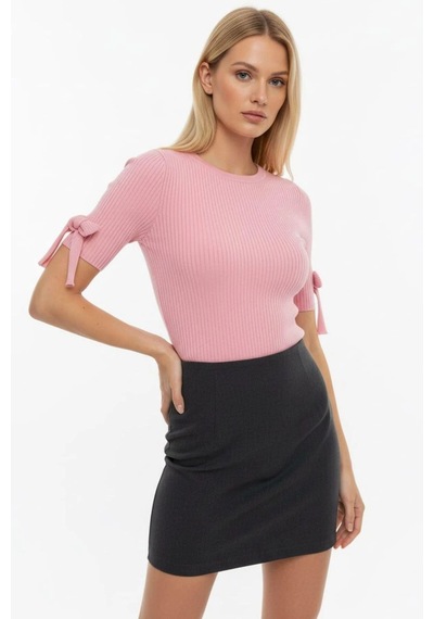 Rovebella Fiocco Kol Fiyonklu Pembe Fitilli Üst
