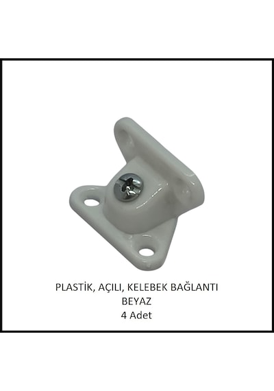 Plastik, Açılı, Kelebek Bağlantı 40 Mm, Beyaz 4 Adet