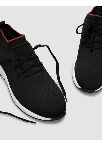 Triko Siyah Bağcıklı Kadın Sneaker-siyah Siyah