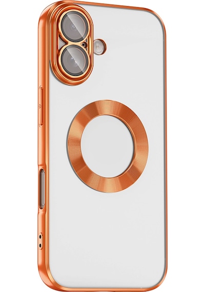 Apple Uyumlu iPhone 17 Kılıf Kamera Korumalı Logo Gösteren Zore Omega Kapak Gold