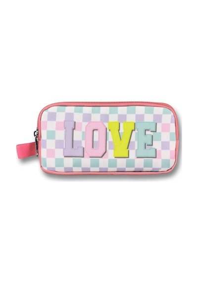 Ümit Çanta Pembe Sarı Love Desenli Kalem Çantası - Kız Çocuk - 5085 Pembe - Sarı