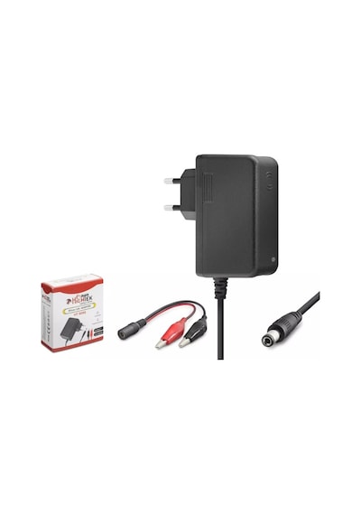 Hightek Ht5055 6v 1.2a 7.2w Krokodil Maşa Uçlu Akü Şarj Adaptörü - Siyah - 1 Adet