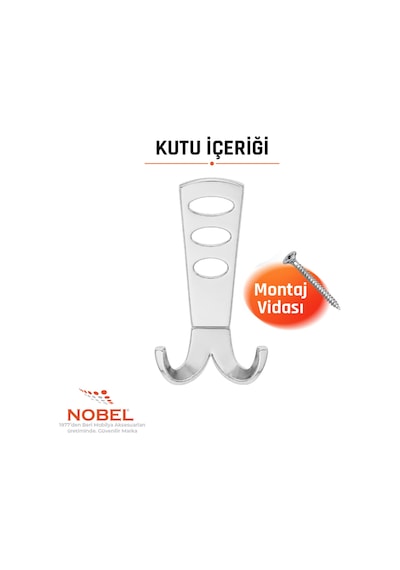 Seylan Portmanto Askısı, Metal Vestiyer Askısı, 110 Gr, Dolap Ve Duvar Askılığı, Krom Vidalı