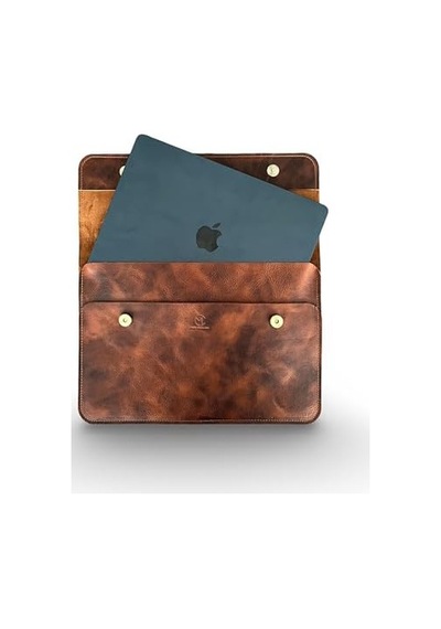 Hakiki Deri Macbook Uyumlu Kılıfı 13-14 İnç Gerçek Deri Premium Macbook Uyumlu Çantası, Macbook Uyumlu Air, Macbook Uyumlu Pro - Mess Collection Taba 13/14 İnç