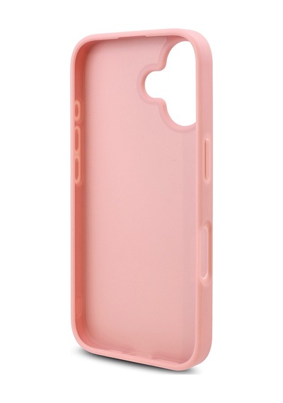 Apple Uyumlu iPhone 16 Plus Kılıf Guess Lisanslı Üçgen Logolu Taşlı Kapak Pembe