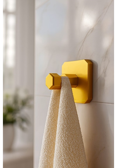 2 Adet Premium Gold Alüminyum Banyo Mutfak Havlu Bornoz Askısı Yapışkanlı Altın