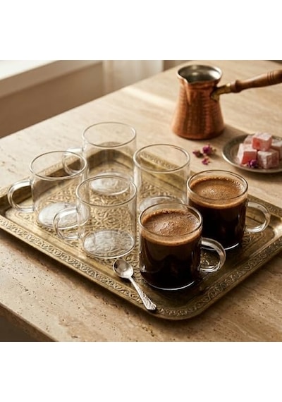 6&apos Lı Borosilikat Cam Mini Kupa Seti - 130 Ml Tek Cidarlı, Altlıksız Türk Kahvesi Ve Espresso Fincanı Takımı Aeropress