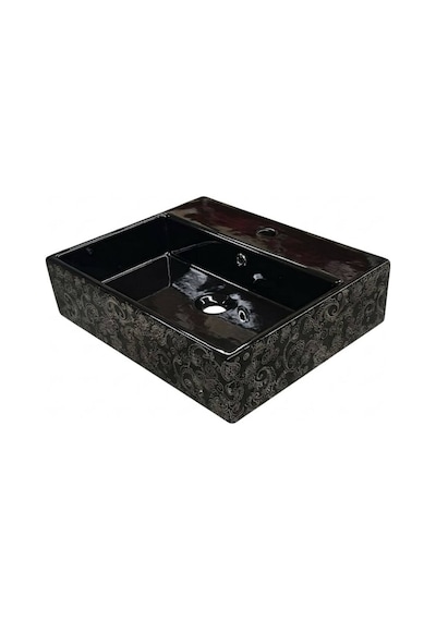 Ideal Standard - Plain Siyah Motifli Tezgah Üstü Lavabo 50 Cm - Z2506- Siyah, Desenli