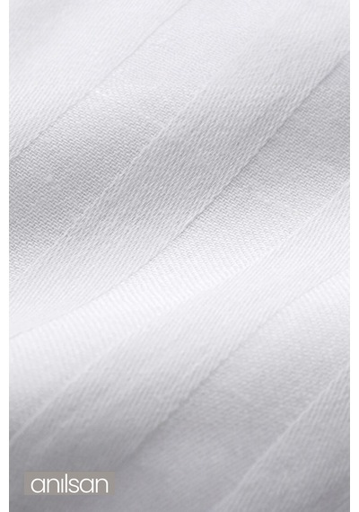 6'lı Çizgili Saten Yastık Kılıfı 50x70 Cm, 83tel Beyaz