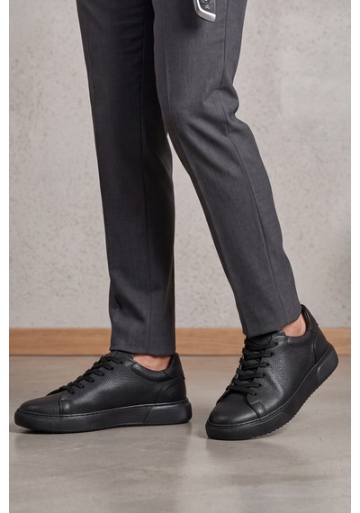 Liarca Asterio %100 Hakiki Deri Ultra Hafif Tabanlı Sneaker Klasik Siyah Casual Ayakkabı