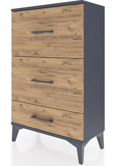 Arges Komodin 3 Çekmeceli 60x30x96 Antrasit-çam Antrasit