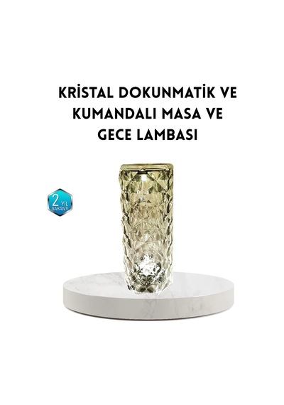 Kristal Rgb Led Masa Lambası Renkli Kumandalı Işık, Dekoratif Ve Enerji Tasarruflu Antrasit Melanj