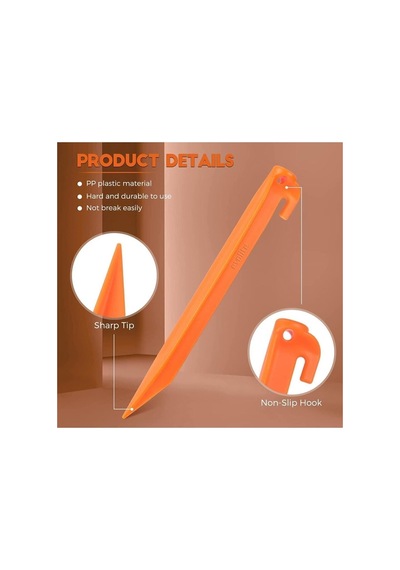 Abs Çadır Kazığı -23cm 6 Adet Turuncu