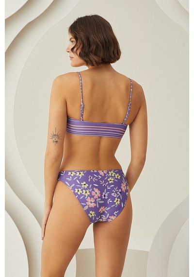 Loya Kadın Renkli Çizgi Desenli Tek Üst Bikini Çok Renkli