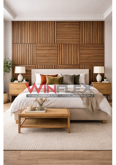 Winflex Mini Eko Akustik Ahşap Panel Teak Renk - 60x60cm 60x60cm