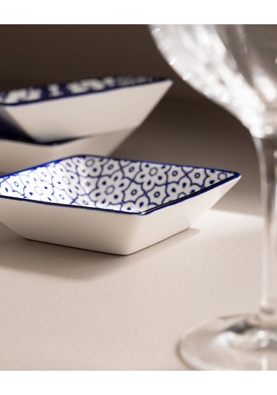 Reve Bleu Mais Kare Tabak Seti - 12 Cm - Mavi/beyaz 8684427358474 Çok Renkli