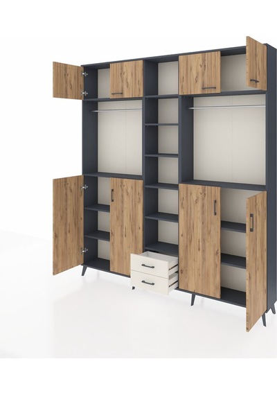 Arges Dolap 14 Raflı 2 Çekmeceli 2 Askılı 220x30x243 Antrasit-çam/aytaşı Atlas Çam/aytası Arges Dolap 14 Raflı 2 Çekmeceli 2 Askılı 220x30x243 Antrasit-çam/aytaşı Atlas Çam/aytası