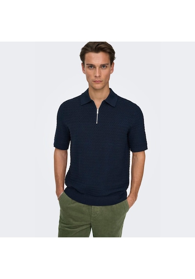 Only & Sons Menu Structure Erkek Lacivert Polo Tişört 22038171-dsp
