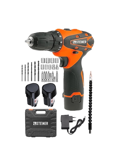 Steiner Titan 36 V Metal Şanzuman Çift Akülü Şarjlı Vidalama + Set Turuncu