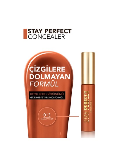 Flormar  Stay Perfect Yüksek Pigmentli & Yarı Mat Bitişli Likit Kapatıcı 013mangofılter