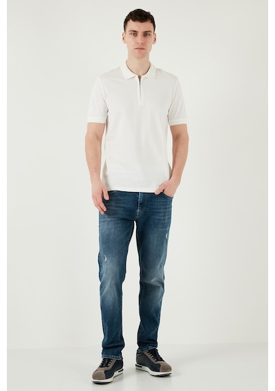 Buratti Pamuklu Regular Fit Yarım Fermuarlı Erkek Polo Yaka T Shirt 5903008 Beyaz