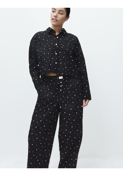 Marks & Spencer Desenli Pijama Üstü T37003706T Siyah