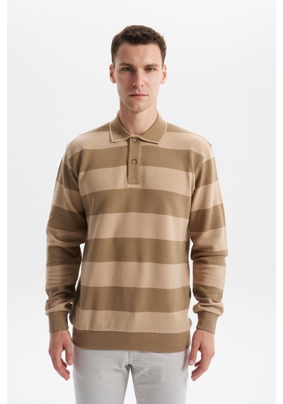 AR-MA Arma Erkek Ribanalı Regular Fit Çizgili %100 Pamuk Ringel Ottoman Kumaş Polo Yaka Düğmeli Sweatshirt K30554952602 Gri - Bej AR-MA Arma Erkek Ribanalı Regular Fit Çizgili %100 Pamuk Ringel Ottoman Kumaş Polo Yaka Düğmeli Sweatshirt K30554952602 Gri - Bej
