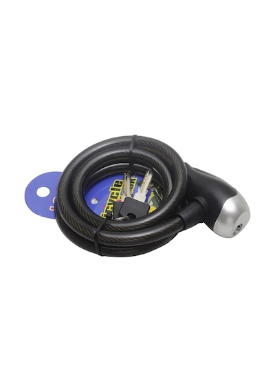 T.concept Lock Dayanıklı Güçlendirilmiş Çelik Halat Anahtarlı Bisiklet Kilidi 12x120 Cm Siyah