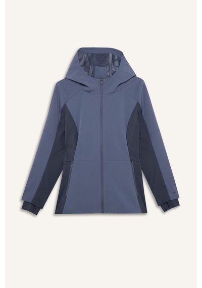 Defacto Su İtici Slım Fıt Kapüşonlu Fermuarlı Softshell Mont G0237ax26spın50 İndigo-ın50
