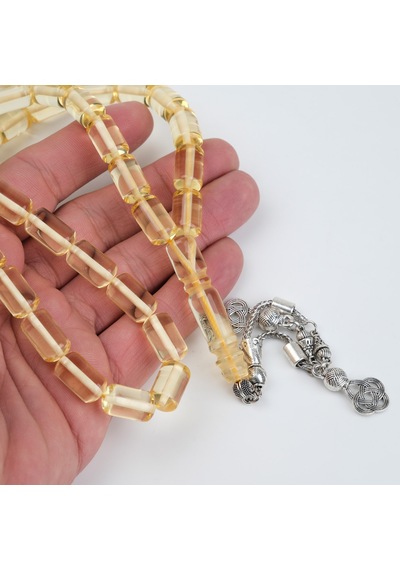 Su Damlası Damla Kehribar Alpaka Püskül Kesme Kesim 9x15mm Tesbih Şeffaf Sarı