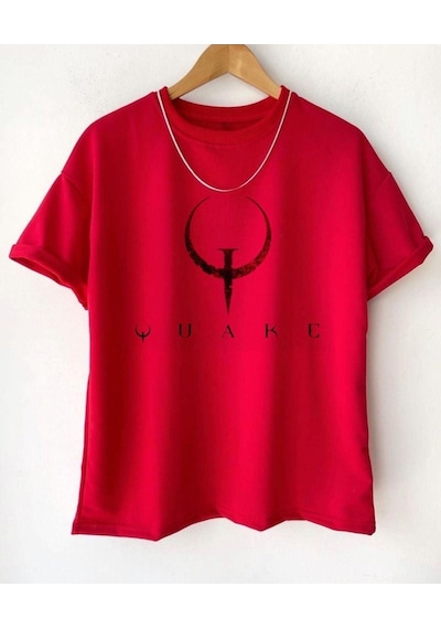 Flood Of Style Erkek Kırmızı Quake Baskılı Tshirt