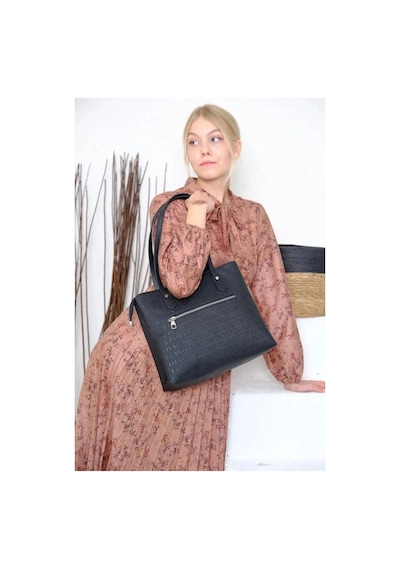 Just Polo Kadın Gofraj Baskılı Büyük Boy El Çantası 4028 Yeşil - Camel 28368465