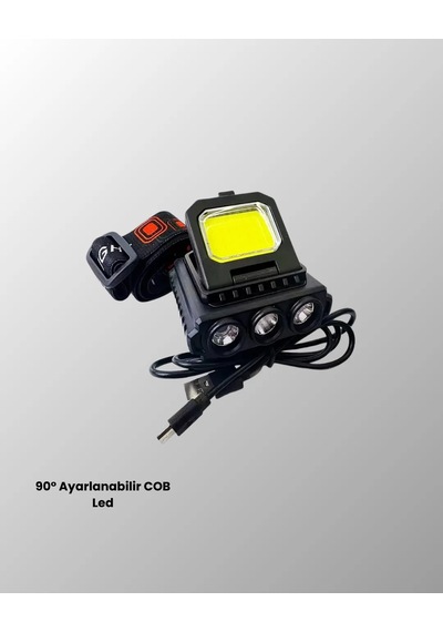 Şarjlı Led Kafa Lambası 800 Lumen Cob Xpe Ayarlanabilir Başlıklı Siyah 84751991
