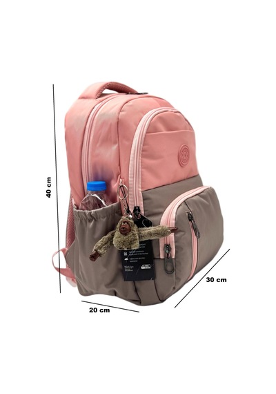 İlk Okul Çantası 3'lü Seti Unisex Çocuk İlkokul Çantası Gry-8010 Pudra-vizon Fuşya