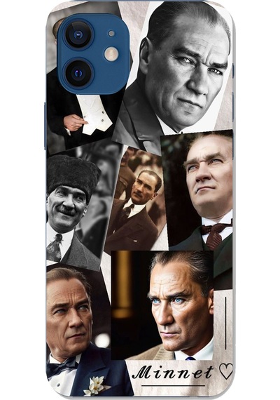 İphone 12-12 Pro Uyumlu Atatürk Minnet Baskılı Silikon Kılıf Renkli