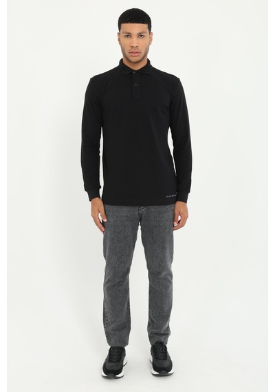 Dufy Erkek Regular Fit Polo Yaka Siyah Sweatshirt-25509