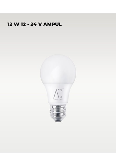 12w 12-24v Ampul 6500k - Beyaz Işık - E-27 Duy - 10 Adet Beyaz