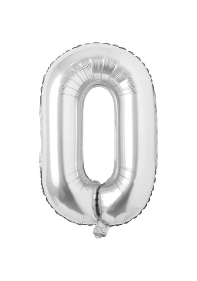 Folyo 0 Rakamı Balon 100 Cm Gümüş Gri Büyük Boy 40inc Sıfır Rakam Folyo Balon