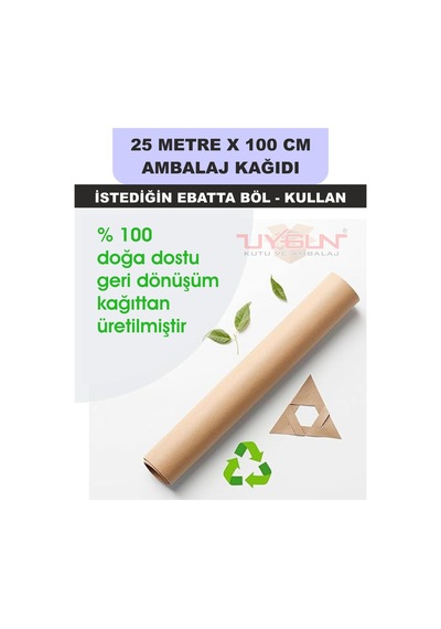 100 Cm X 25 Metre Bobin Kraft Rengi Ambalaj Kağıdı, Ev Eşyası, Çeyiz, Hediye, Ürün Paketleme 25 Adet