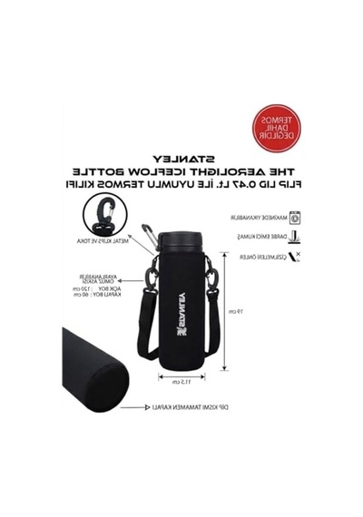 Safir Kamp Stanleye The Aerolight Bottle Flip 0.47 Lt İle Uyumlu Omuz Askılı Kılıf Açık Beyaz