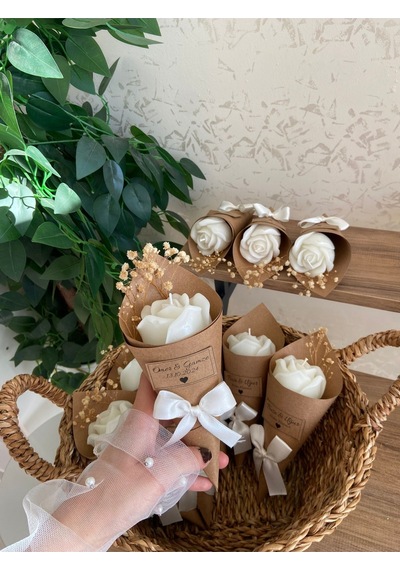 Bernami Mumluk Şamdanpinterest Kişiye Özel Düğün Nişan Söz Hediyelik Gül Model Vanilya Kokulu Buket Mum - 15 Adet Diğer