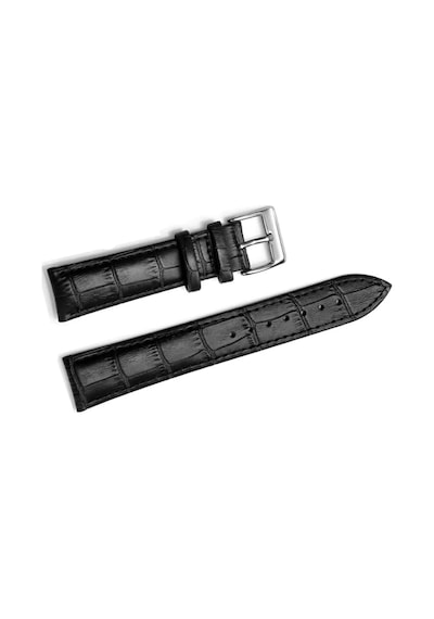 Seiko Saat Uyumlu 22 MM Croco Siyah Renk Deri Kayış