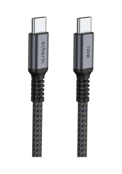 Şarj Ve Veri Aktarım Kablosu 20v5a, Type C&apos Den Type C&apos Ye, 100w, Çift Kat Örgülü Gri, 2 Metre