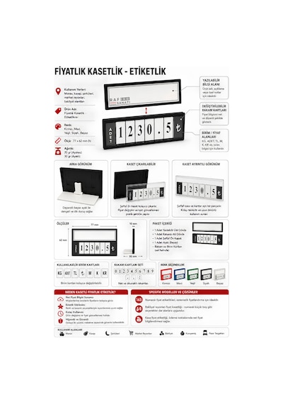 Fiyat Kasetlik Manav Kasap Şarküteri Etiketi Rakamlı Fiyatlık Ayaklı Büyük Boy 123x84 Mm Yeşil