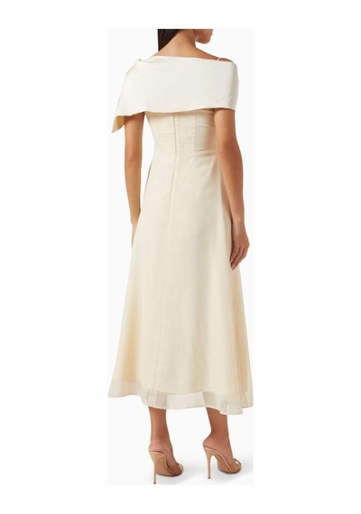 Eegen Studio Kristal Off - Shoulder Midi Elbise - Şık Tasarım, A - Line Kesim Ve Zarif Detaylarla Kırık Beyaz