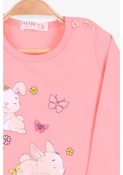 Breeze Kız Bebek Taytlı Takım Tavşan Baskılı Somon (9 Ay-3 Yaş)