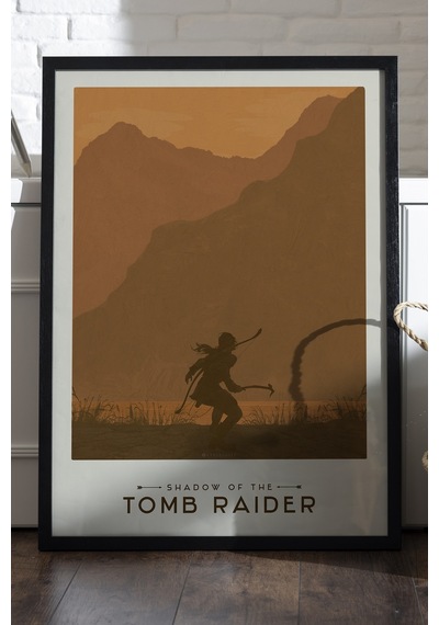 Tomb Raider Siyah Ahşap Çerçeveli Poster, Dekoratif Oyun Duvar Tablosu