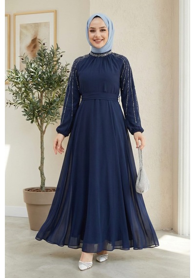 Hb Harma Time Butik Kadın Taş İşlemeli İçi Astarlı Lacivert Şifon Tesettür Elbise Lacivert Lacivert Hb Harma Time Butik Kadın Taş İşlemeli İçi Astarlı Lacivert Şifon Tesettür Elbise Lacivert Lacivert
